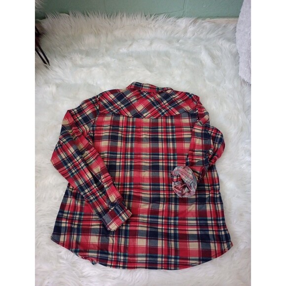 Passport Flannel Shirt Womens Medium Pearl Snap Long Sleeve Collared Casual - Picture 2 of 7